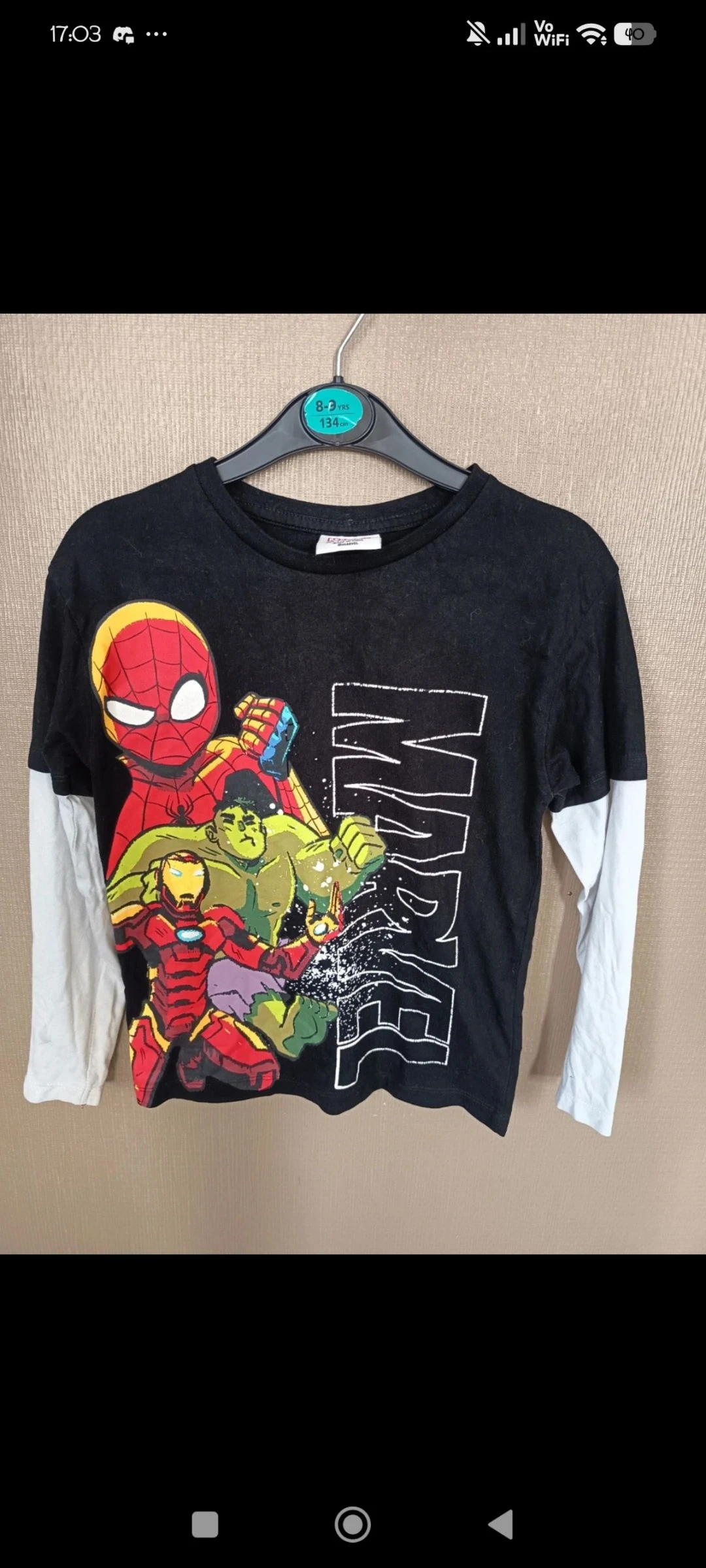 T-shirt Marvel manches longues 6ans